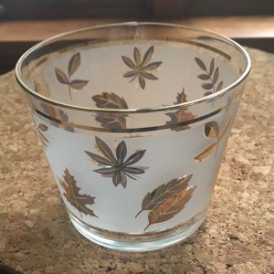 Libbey MCM vintage gold leaf frosted glass bowl/ice bucket?